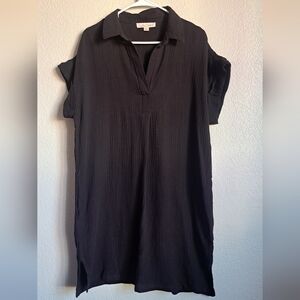 Coastal Comfort Black Gauze T-shirt Coverup Dress With Pockets Size Medium NWT